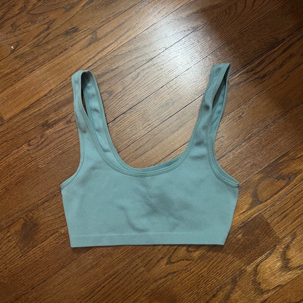 Turquoise ripped bra-tank w/o padding
